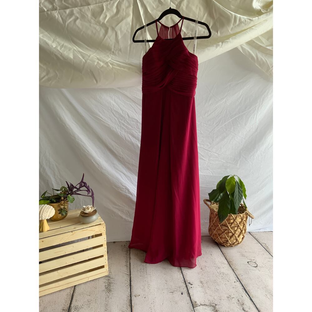 JJ’s House A-line Scoop Floor-Length Chiffon Bridesmaid Dress With Ruffle